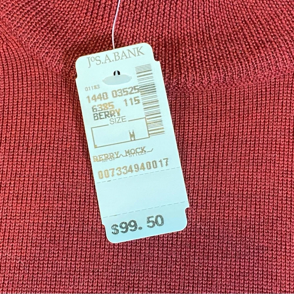 JOS A BANK Signature Collection Sweater Merino Wool Mock Neck Men’s Sz M Red NWT